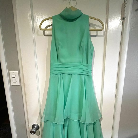 Vintage 1970s Sea-Green Designer Dress - Picture 1 of 3
